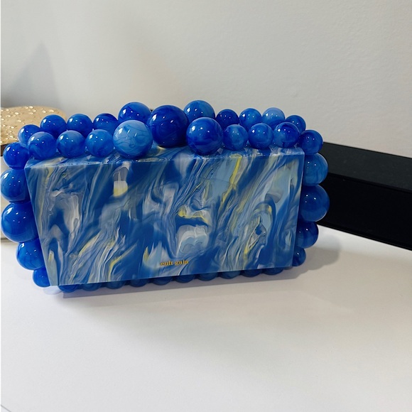 Cult Gaia EOS Beaded Acrylic Clutch Bag (Blue) - Picture 6 of 8